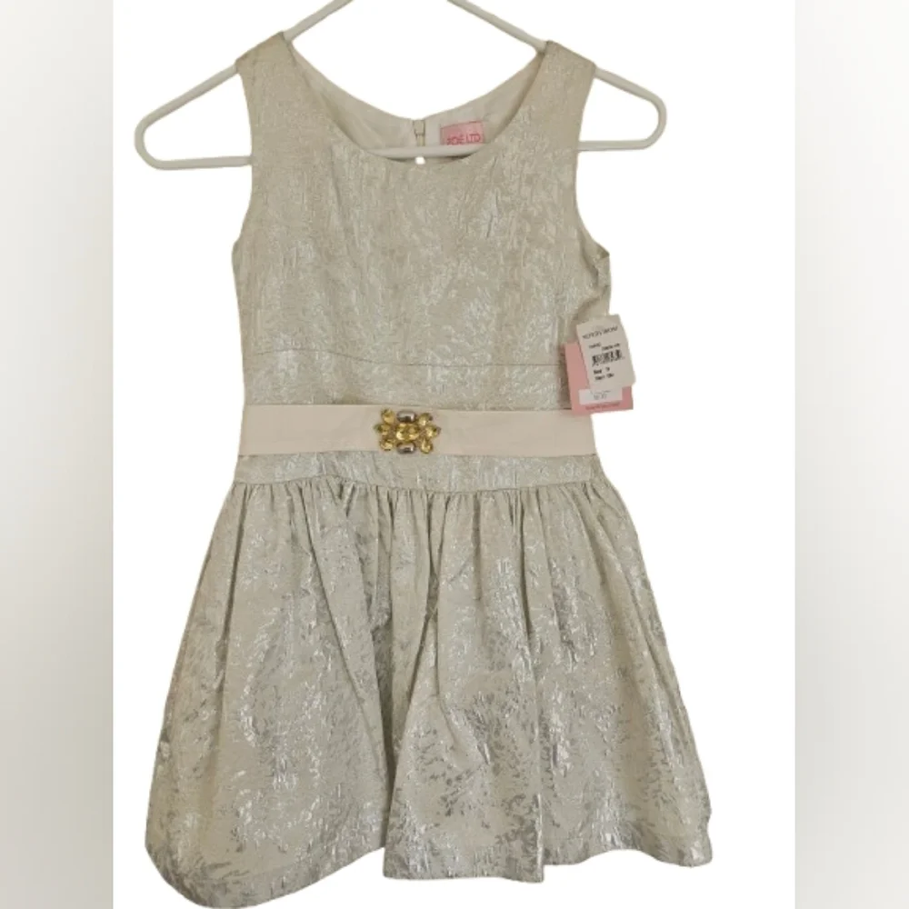 Zoe LTD Cream and Silver Girl's Fancy Dress NWT